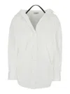 Brunello Cucinelli White Shirt With Pointed Collar And Monil Detail On The Neck In Cotton Blend Stretch Woman In White