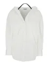 Brunello Cucinelli White Shirt With Pointed Collar And Monil Detail On The Neck In Cotton Blend Stretch Woman In White
