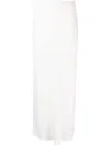Brunello Cucinelli Fluid Linen Blend Twill Long Skirt In White