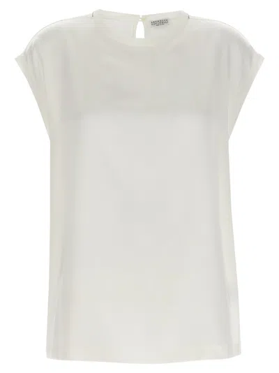 BRUNELLO CUCINELLI WHITE SILK BLOUSE
