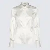 Brunello Cucinelli Silk-blend Satin Blouse In Beige