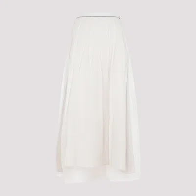 BRUNELLO CUCINELLI WHITE SILK SKIRT