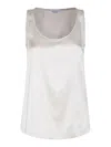 Brunello Cucinelli Silk Satin Tank Top In Blanco
