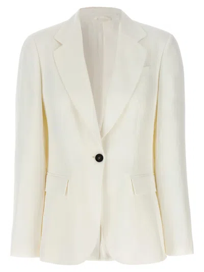BRUNELLO CUCINELLI WHITE SINGLE-BREASTED BLAZER
