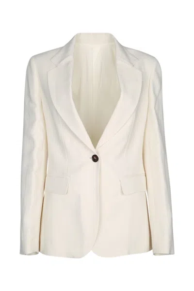 Brunello Cucinelli White Single-breasted Blazer