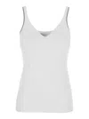 Brunello Cucinelli White Sleeveless Top With V Neck And Monil Detail On The Shoulder Straps