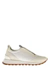 BRUNELLO CUCINELLI WHITE SNEAKERS WITH MONILE INSERT