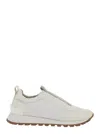 Brunello Cucinelli White Sneakers With Monile Insert In Multicolor