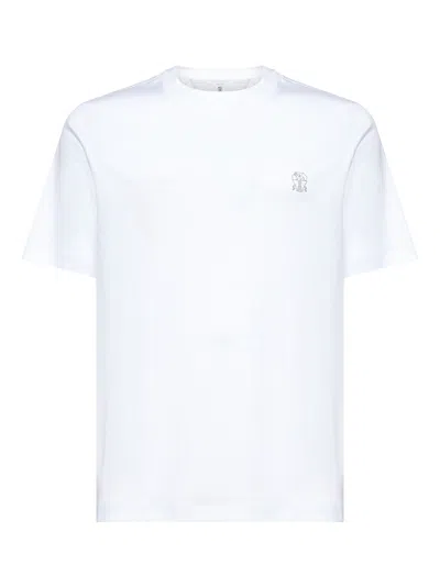Brunello Cucinelli Men White Solomeo Crest T-shirt