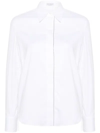 Brunello Cucinelli White Stretch Poplin Shirt