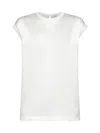 Brunello Cucinelli White Stretch Silk Satin Monili Top In White