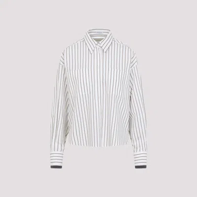 BRUNELLO CUCINELLI WHITE STRIPE SHIRT