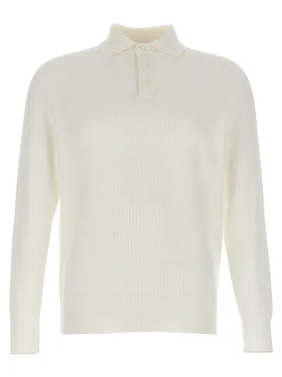 BRUNELLO CUCINELLI WHITE STRIPED POLO