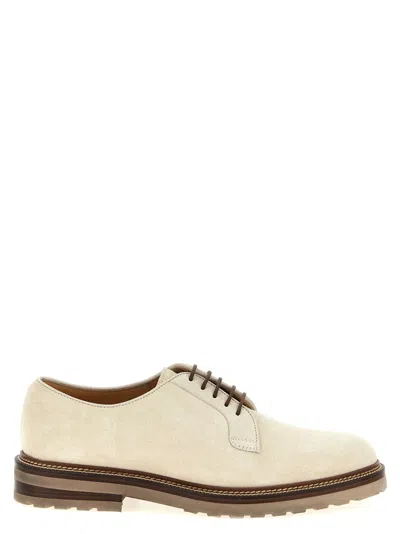BRUNELLO CUCINELLI WHITE SUEDE DRESS SHOES