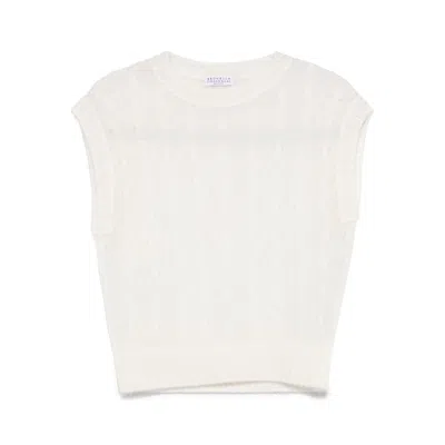 BRUNELLO CUCINELLI WHITE SWEATERS
