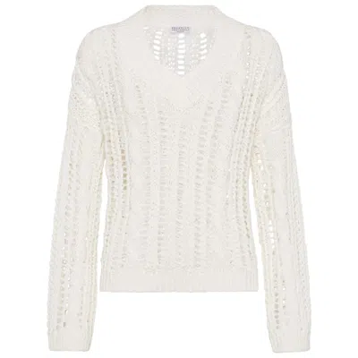 Brunello Cucinelli Sequin-embellished Jumper In White