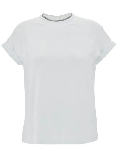 Brunello Cucinelli White T-shirt With  Monile Detail