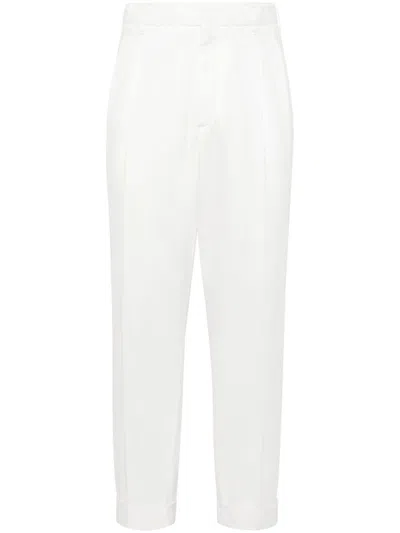 Brunello Cucinelli Men Garment-dyed Leisure Fit Pants In White