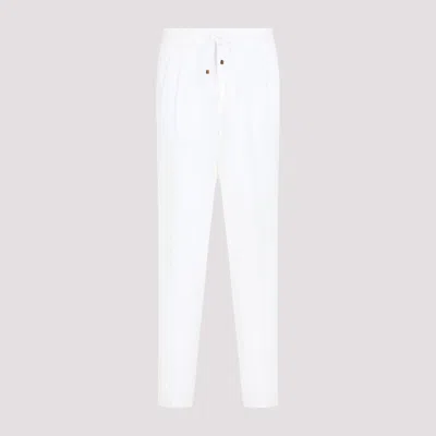 BRUNELLO CUCINELLI WHITE TAPERED-LEG TROUSERS