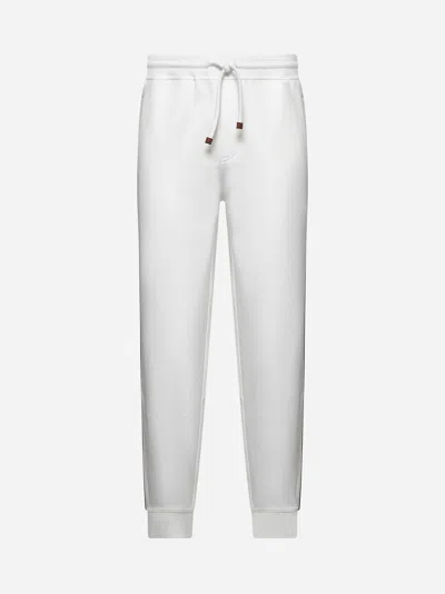 Brunello Cucinelli White Techno Cotton Fleece Joggers