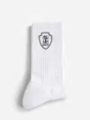 Brunello Cucinelli White Techno Cotton Knit Logo Socks