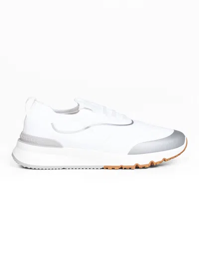 BRUNELLO CUCINELLI WHITE TECHNO COTTON KNIT RUNNERS