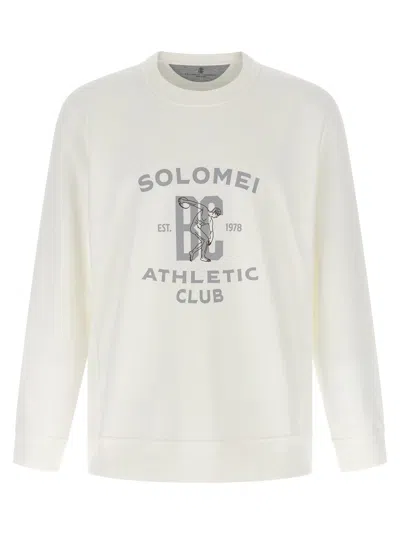 BRUNELLO CUCINELLI WHITE TECHNO COTTON SWEATSHIRT