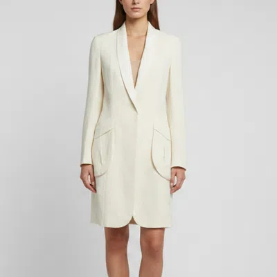 Pre-owned Brunello Cucinelli White Textured Cotton Blend Long Sleeve Coat M