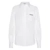 Brunello Cucinelli Classic White Shirt With Pointed Collar And Modern Mesh Detail In White