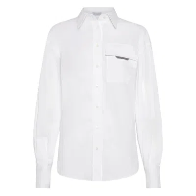 BRUNELLO CUCINELLI BRUNELLO CUCINELLI WHITE TOPS - SHIRTS WOMEN