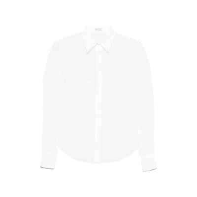 Brunello Cucinelli Sheer Long-sleeve Shirt In White