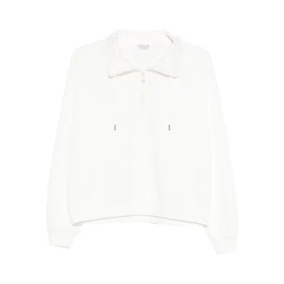 BRUNELLO CUCINELLI BRUNELLO CUCINELLI WHITE TOPS - SWEATSHIRTS WOMEN