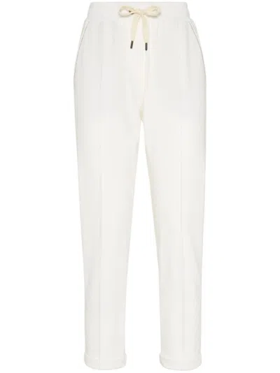 BRUNELLO CUCINELLI WHITE TRACK PANTS