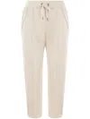 Brunello Cucinelli Slouchy Trousers In Cotton Gabardine And Linen In White