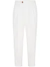 Brunello Cucinelli Cotton Corduroy Tailored Trousers In White