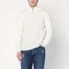 Brunello Cucinelli White Turtleneck Sweater With Zip Men In White