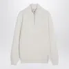 Brunello Cucinelli White Turtleneck Sweater With Zip Men