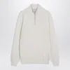 Brunello Cucinelli White Turtleneck Sweater With Zip Men