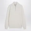 Brunello Cucinelli White Turtleneck Sweater With Zip Men