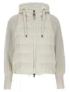 Brunello Cucinelli Two-material Puffer Jacket Casual Jackets And Parka White In Neutral