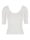 Brunello Cucinelli Ribbed Scoop Neck Stretch Fit T-shirt In White