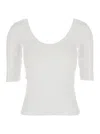 Brunello Cucinelli White U-neck T-shirt With Back Monil Detail In Cotton Woman In White