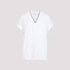 Brunello Cucinelli Monili V-neck Short-sleeve Cotton Jersey T-shirt In White