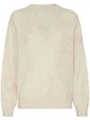 Brunello Cucinelli Mohair-blend Argyle Embroidery Sweater In White