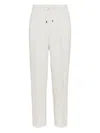Brunello Cucinelli Men White Linen And Cotton Leisure Fit Trousers In White