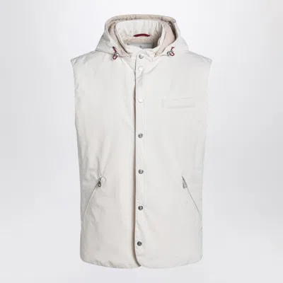 BRUNELLO CUCINELLI WHITE VEST IN NYLON BLEND