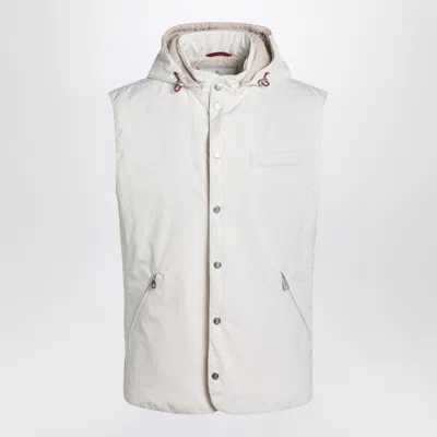 BRUNELLO CUCINELLI BRUNELLO CUCINELLI WHITE VEST IN NYLON BLEND