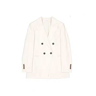 Brunello Cucinelli White Virgin Wool Blazer In Neutral
