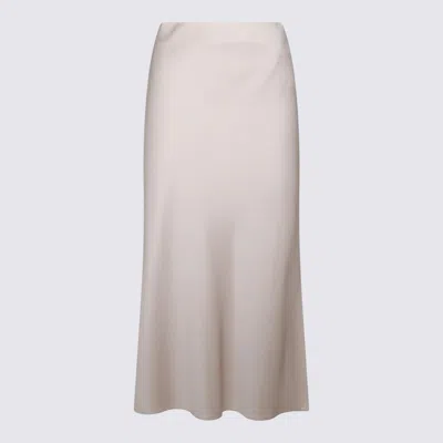 BRUNELLO CUCINELLI WHITE VISCOSE MIDI SKIRT