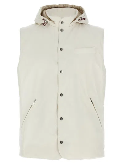 BRUNELLO CUCINELLI WHITE WATER-REPELLENT VEST